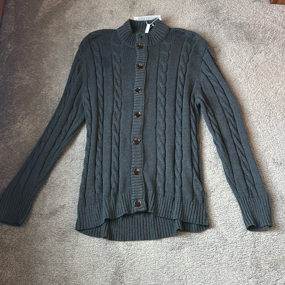 Nitagut Gray Cable Knit Button Front Sweater SIZE 3XL NWT